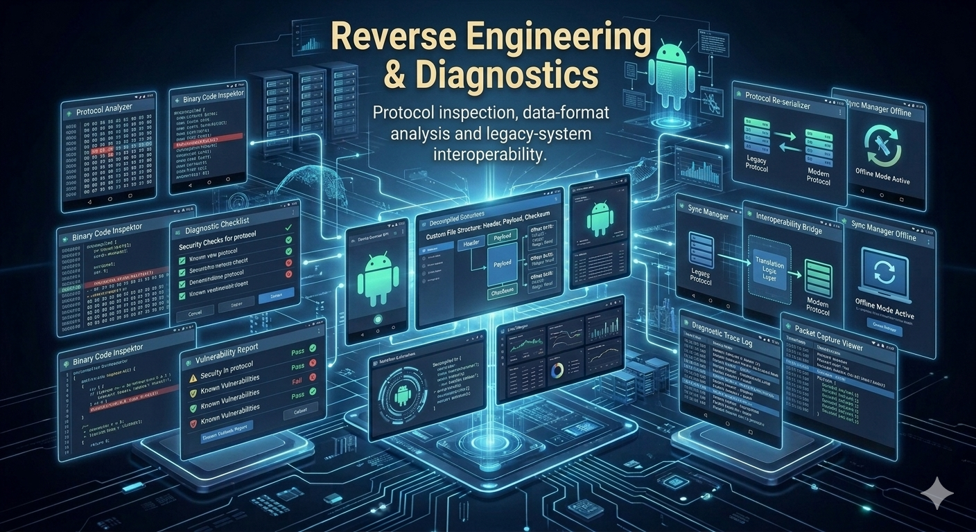 Reverse engineering and diagnostics authored artwork
