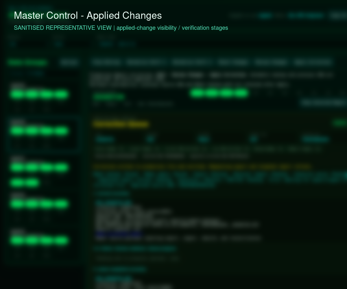 Sanitized industrial integration post-apply state showing completed correction and refresh workflow.